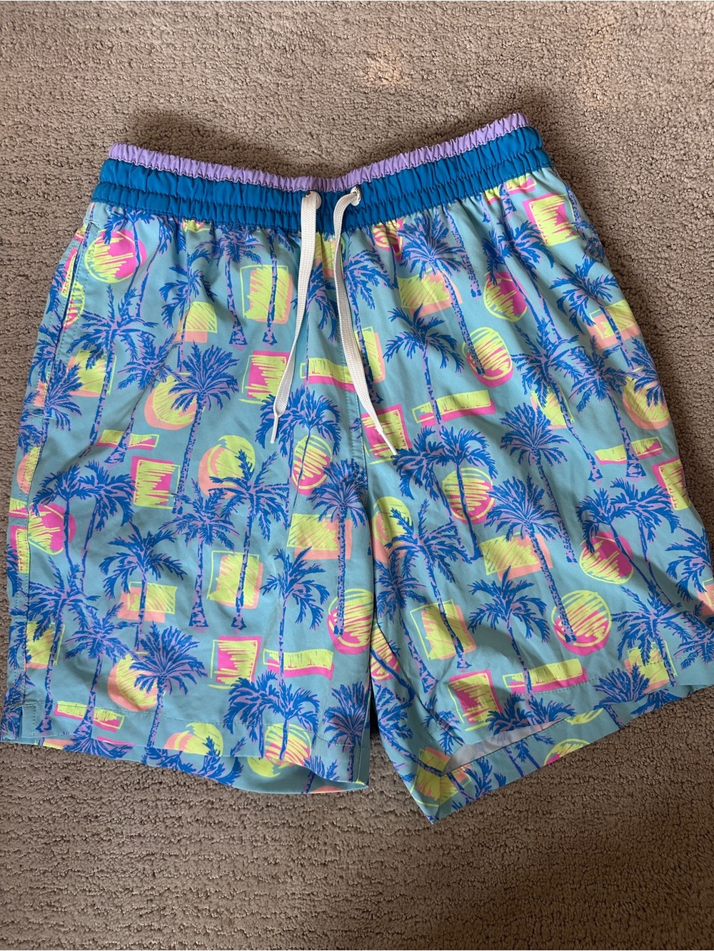 Men's Chubbies Tropical Palm Print Swim Trunks size small inseam 7”